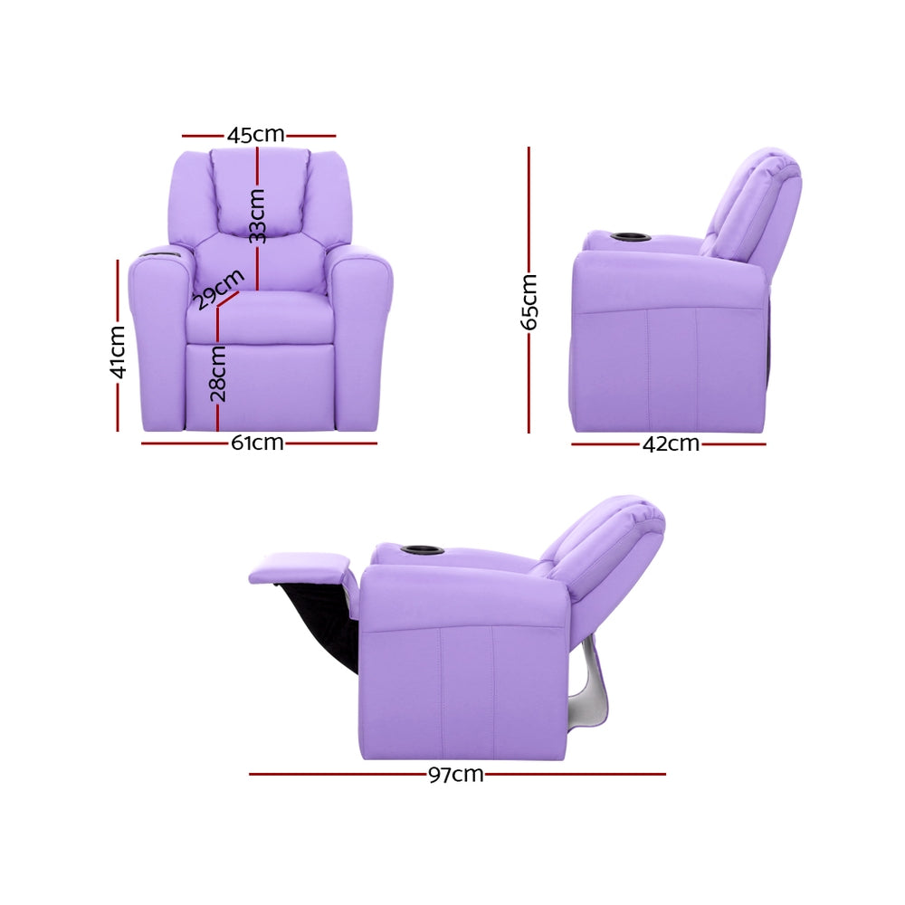 Keezi Kids Recliner Chair PU Leather Purple