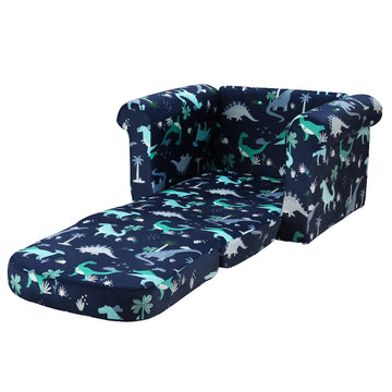 Keezi Flip Open Kids Sofa Armchair with Armrests Navy Blue