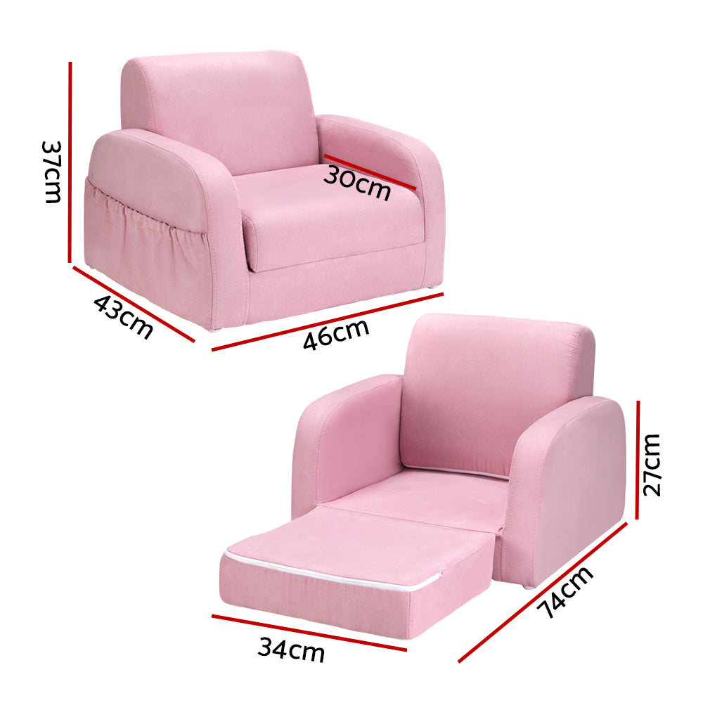 Keezi Flip Open Kids Sofa Armchair with Storage Pocket Pink