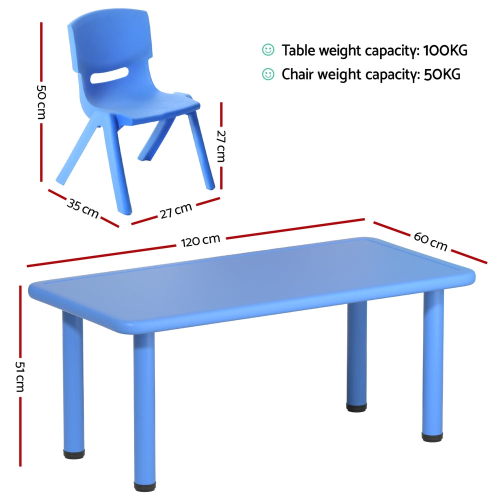 Keezi Kids Activity Table and Chair Set 5-Piece HDPE Blue