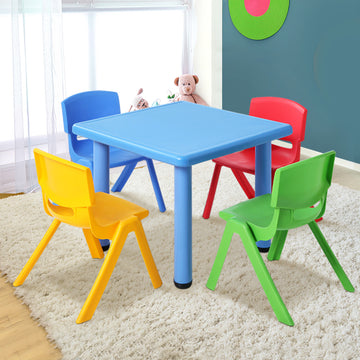 Keezi Kids Table and Chairs Set Height Adjustable 50-53cm Blue