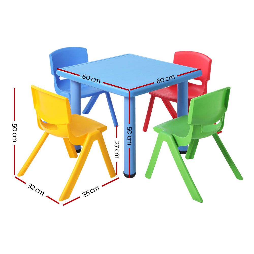 Keezi Kids Table and Chairs Set Height Adjustable 50-53cm Blue