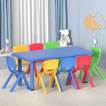 Keezi Kids Activity Table Chair Set 9-Piece HDPE Blue