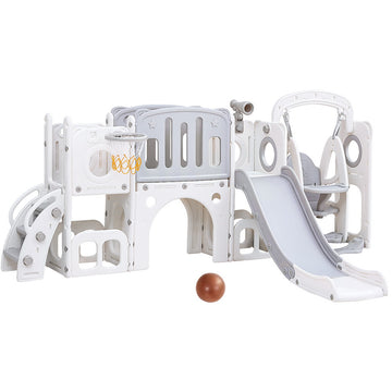 Keezi Kids Outdoor Play Centre 4-in-1 Slide Swing Set Grey