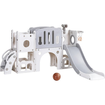 Keezi Kids Outdoor Slide Play Centre 3-in-1 Telescope Ladder Grey