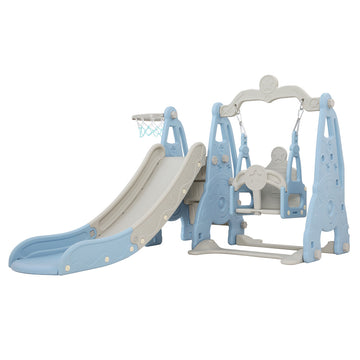 Keezi 3-in-1 Slide Swing Set Basketball Hoop Playground 170cm Blue