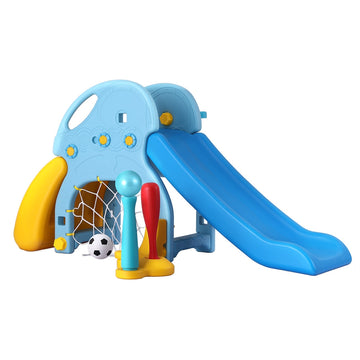 Keezi Kids 5-in-1 Outdoor Slide and Play Set Blue 120cm