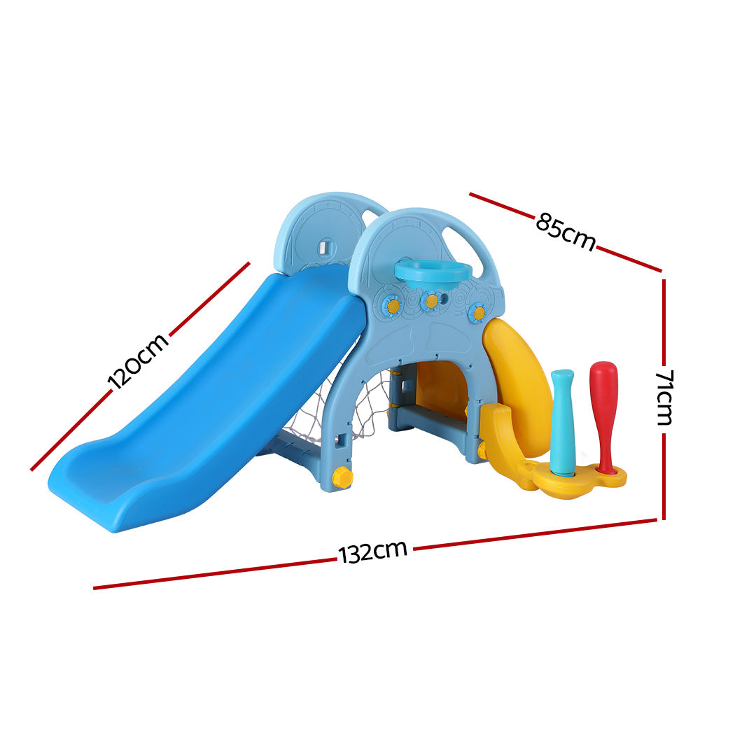 Keezi Kids 5-in-1 Outdoor Slide and Play Set Blue 120cm