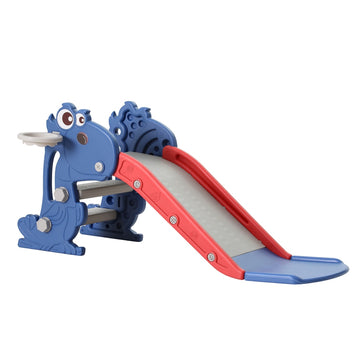 Keezi 3-in-1 Kids Outdoor Slide with Basketball Hoop 90cm Blue