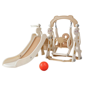 Keezi Kids Outdoor Slide Swing Set 3-in-1 EN71 Beige 160cm