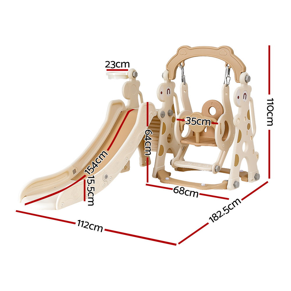 Keezi Kids Outdoor Slide Swing Set 3-in-1 EN71 Beige 160cm