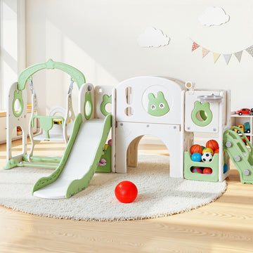 Keezi Kids Outdoor Slide Swing Set 4-in-1 Play Centre Telescope Green