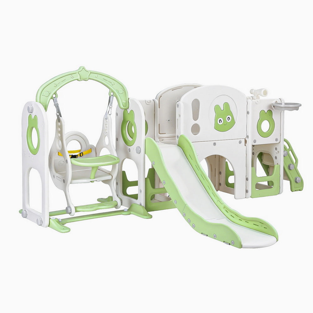 Keezi Kids Outdoor Slide Swing Set 4-in-1 Play Centre Telescope Green