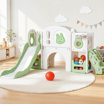 Keezi Kids Outdoor Slide Set 3-in-1 Play Centre with Telescope Grey