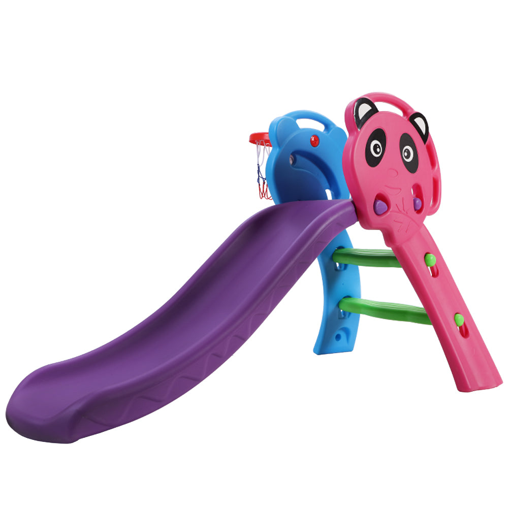Keezi Kids Slide with Basketball Hoop 100cm Blue Outdoor Play