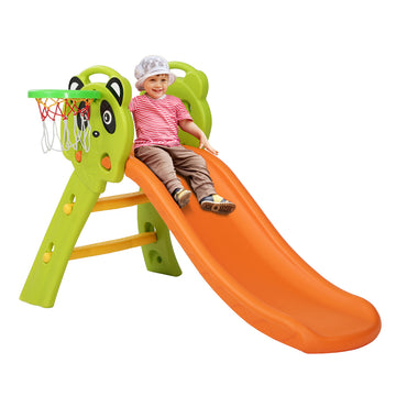 Keezi Kids Slide Set with Basketball Hoop 100cm Orange