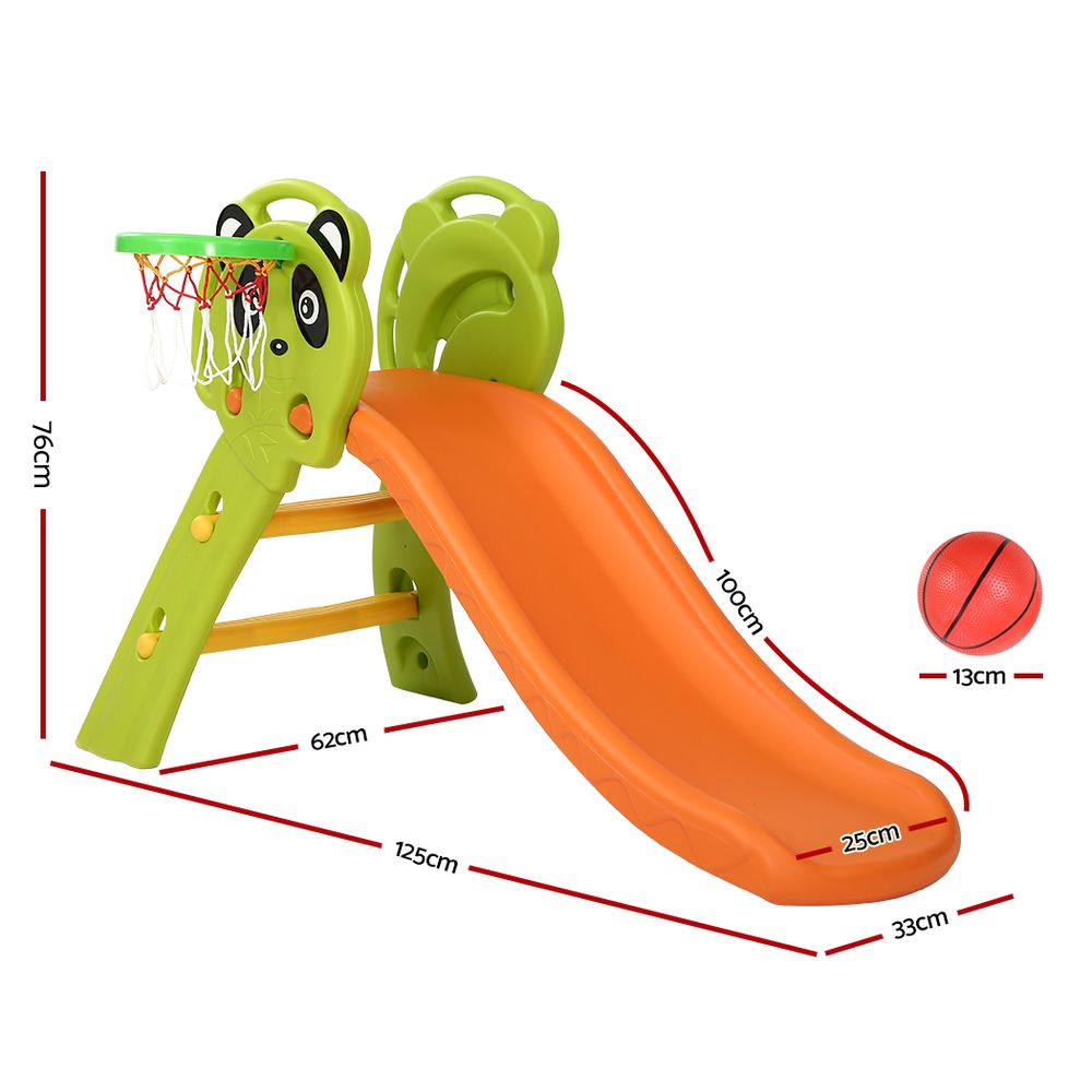 Keezi Kids Slide Set with Basketball Hoop 100cm Orange