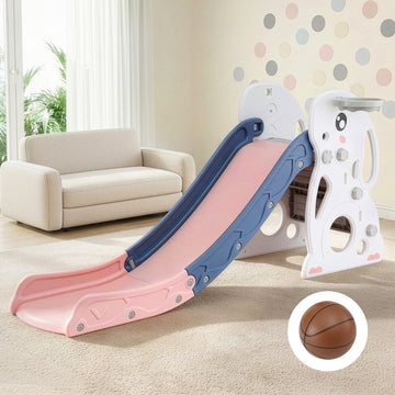 Keezi 5-in-1 Kids Outdoor Slide and Basketball Hoop Play Center 147cm