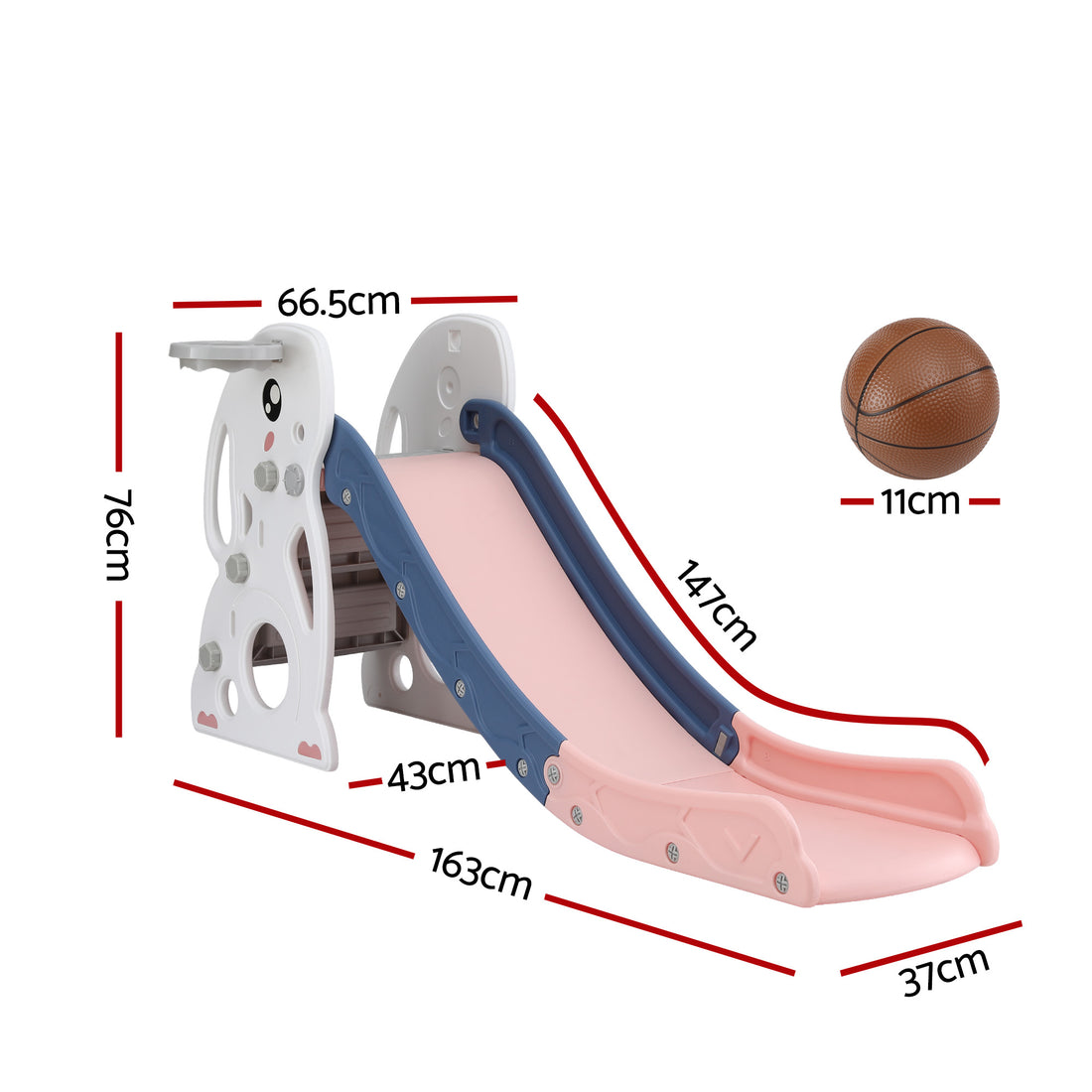 Keezi 5-in-1 Kids Outdoor Slide and Basketball Hoop Play Center 147cm