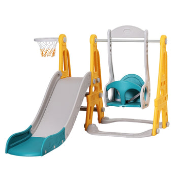 Keezi 3-in-1 Kids Slide Swing Set Adjustable Height 140cm Green