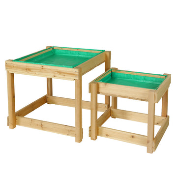 Keezi Wooden Sandpit and Water Table Set 101cm Natural Fir Wood