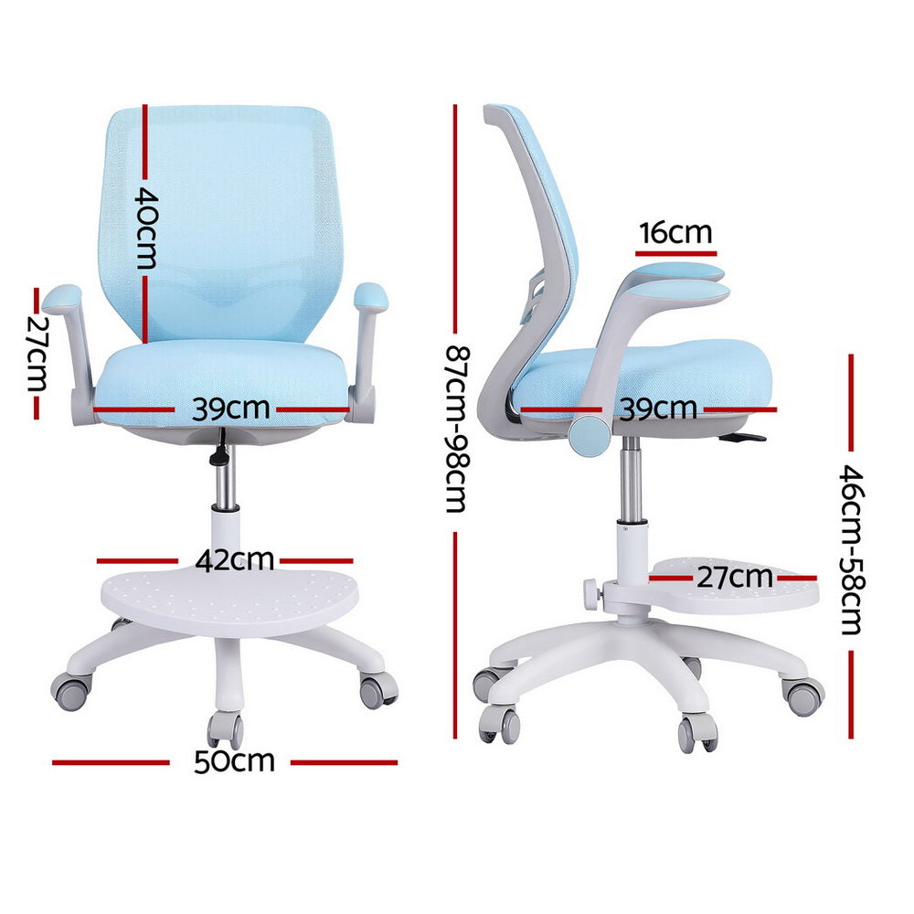 Keezi Ergonomic Kids Study Chair Height Adjustable with Footrest Blue
