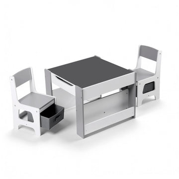 Keezi Kids Table Chair Set 4-in-1 Activity Table with Storage Grey
