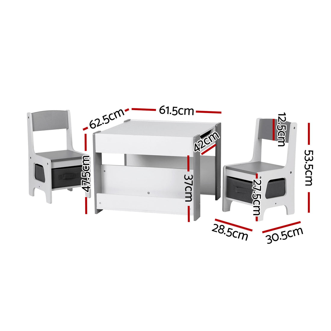 Keezi Kids Table Chair Set 4-in-1 Activity Table with Storage Grey