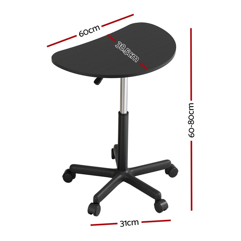 Artiss Mobile Laptop Desk Height Adjustable with Castor Wheels 60CM Black