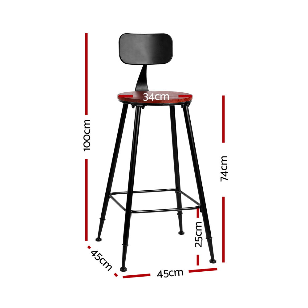 Artiss Industrial Vintage Bar Stools with Round Seat Metal Frame