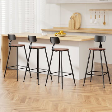 Artiss Industrial Bar Stools Set of 4 Pinewood Removable Backrest