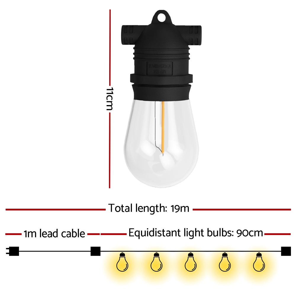 Festoon String Lights Warm White for Outdoor Party Garden Decor 19m