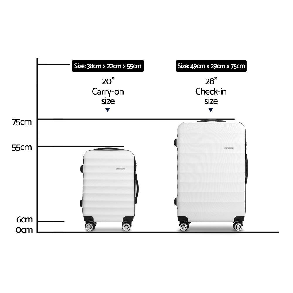 Wanderlite Hard Shell Luggage Set with TSA Lock Spinner Wheels White