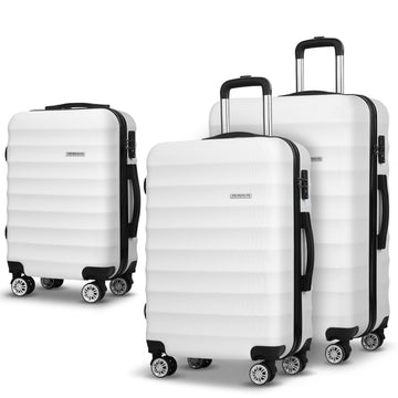 Wanderlite Hard Shell Luggage Set with TSA Lock Spinner Wheels 3 Piece White