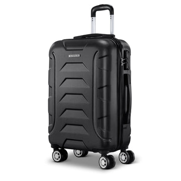Wanderlite 20 Inch Hard Shell Carry On Luggage with Zipper Lock Black