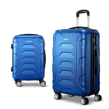 Wanderlite Hard Shell Luggage Set with TSA Lock Spinner Wheels 2 Piece Blue