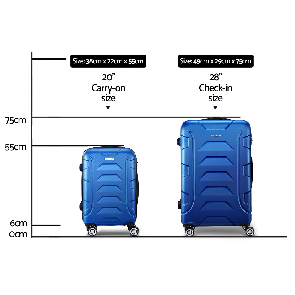 Wanderlite Hard Shell Luggage Set with TSA Lock Spinner Wheels 2 Piece Blue