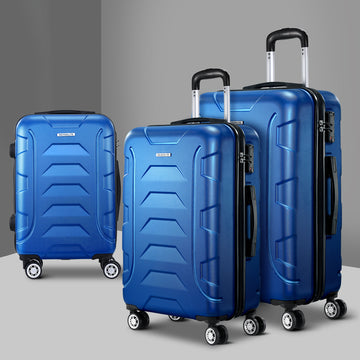 Wanderlite Hard Shell Luggage Set with TSA Lock Spinner 3-Piece Blue