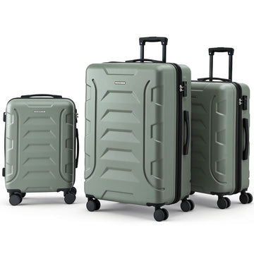 Wanderlite Hard Shell Luggage Set 3pc TSA Lock 360° Wheels Grey
