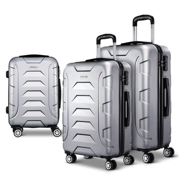 Wanderlite Hard Shell Luggage Set with TSA Lock Spinner 3-Piece Silver