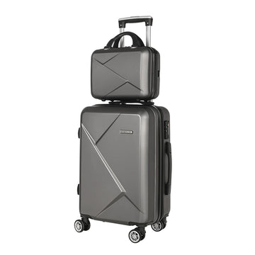 Wanderlite Hard Shell Travel Luggage Set with TSA Lock 2-Piece Dark Grey