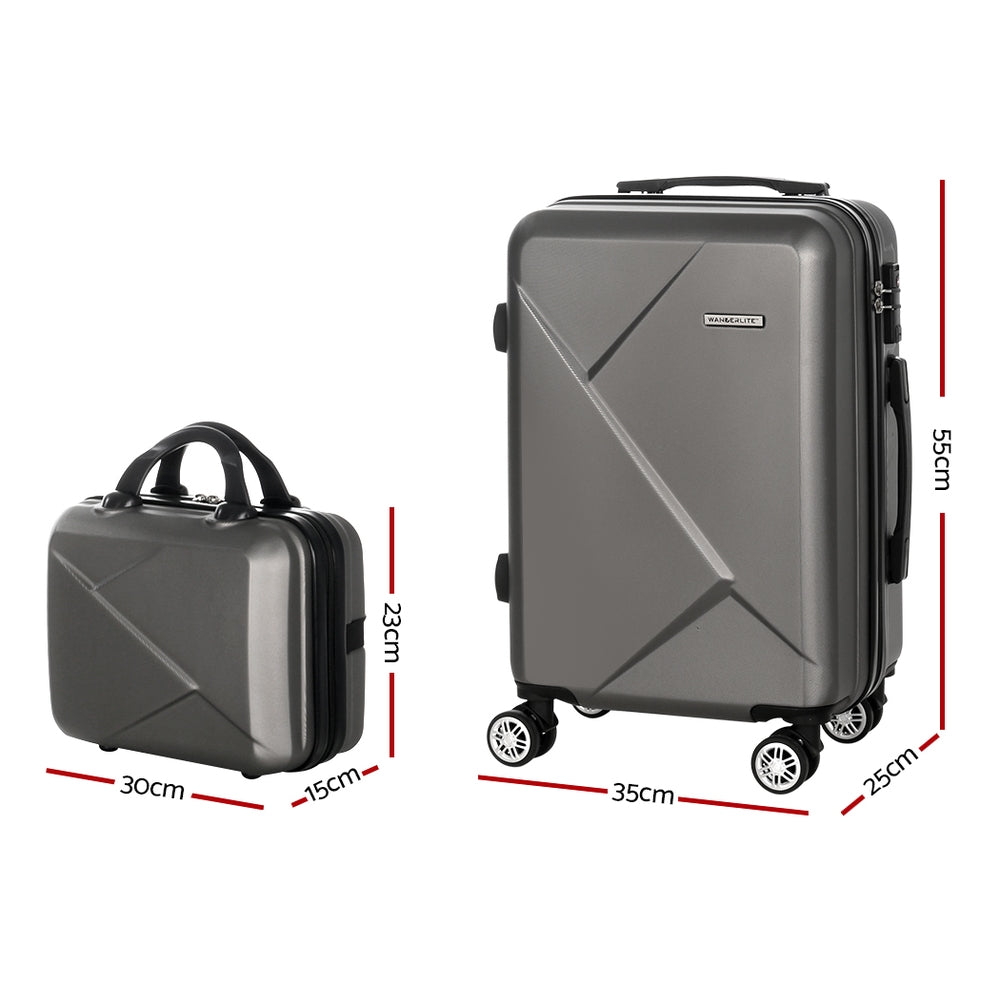 Wanderlite Hard Shell Travel Luggage Set with TSA Lock 2-Piece Dark Grey