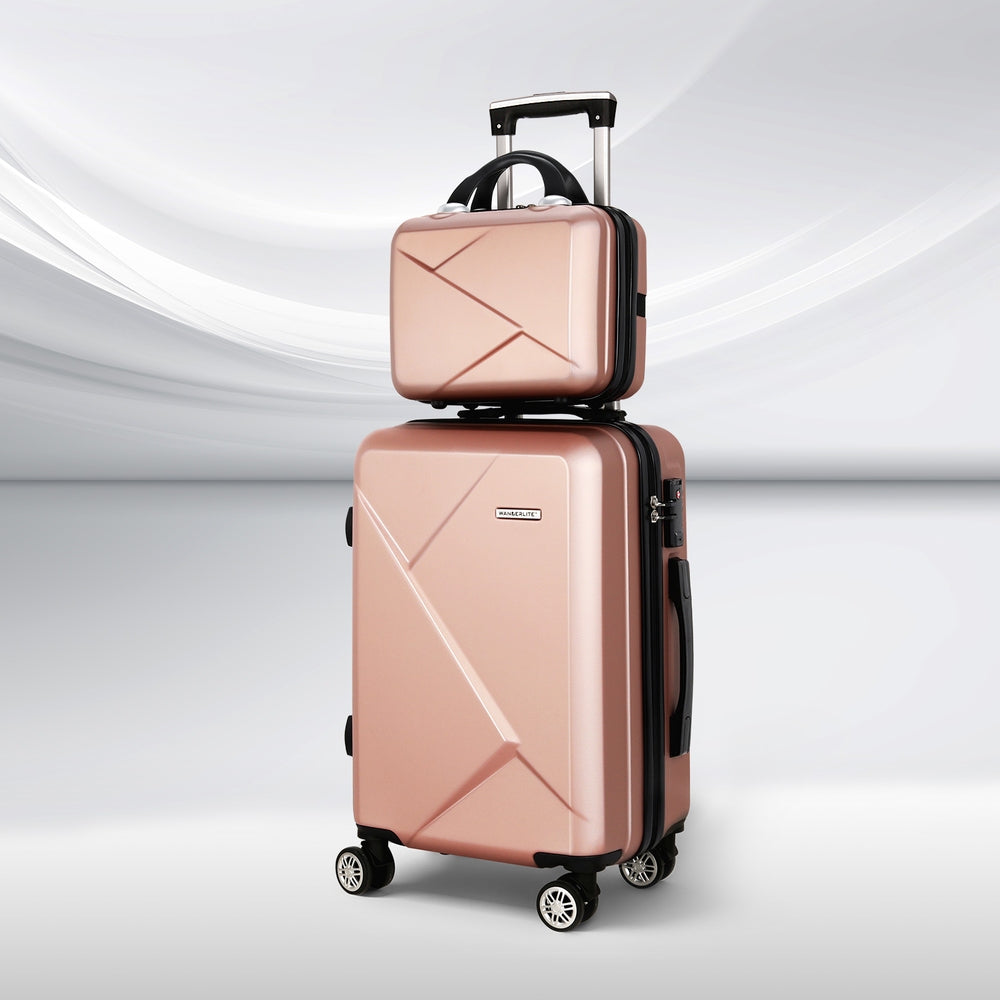 Wanderlite 2-Piece Hard Shell Suitcase Set with TSA Lock 20 inch Rose Gold
