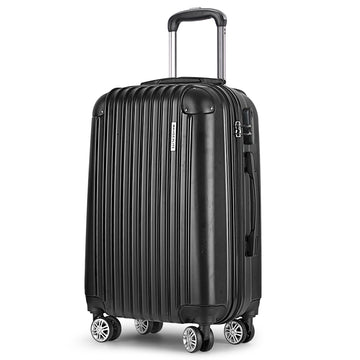 Wanderlite Compact Carry On Hard Shell Luggage 20 Inch Black ABS