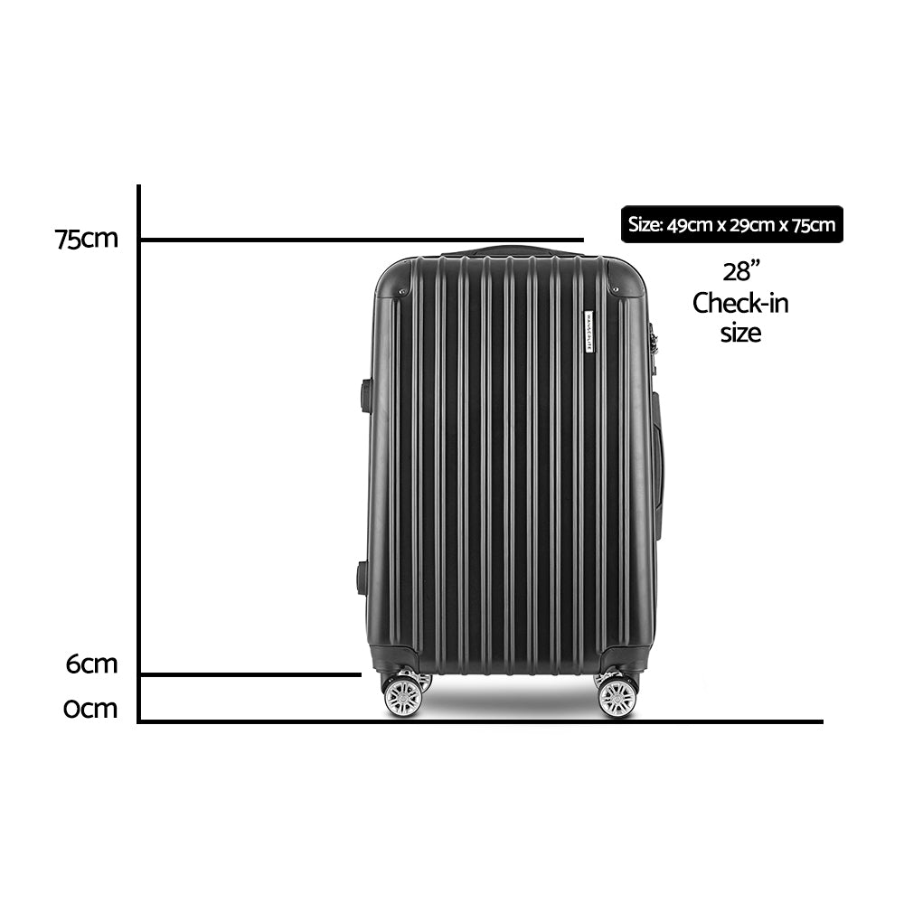 Wanderlite Large Hard Shell Suitcase 28 Inch Black ABS