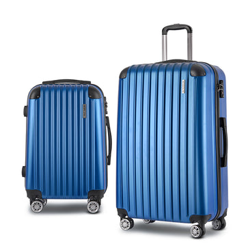 Wanderlite 2 Piece Hard Shell Luggage Set 20-28 Inch Blue ABS