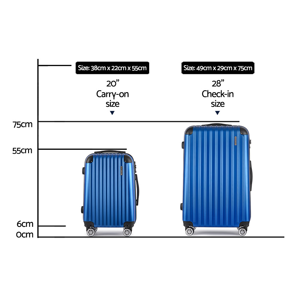 Wanderlite 2 Piece Hard Shell Luggage Set 20-28 Inch Blue ABS