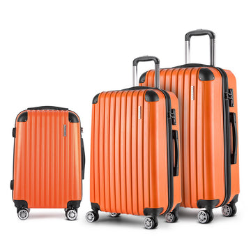 Wanderlite 3 Piece Hard Shell Luggage Set 20-24-28 Inch Orange ABS