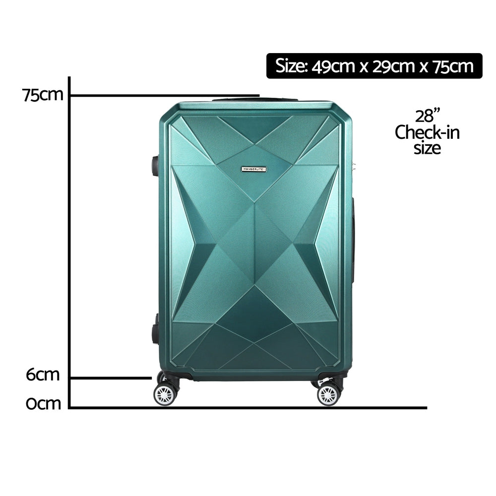 Wanderlite Hard Shell Suitcase 28 inch with TSA Lock Lightweight Green