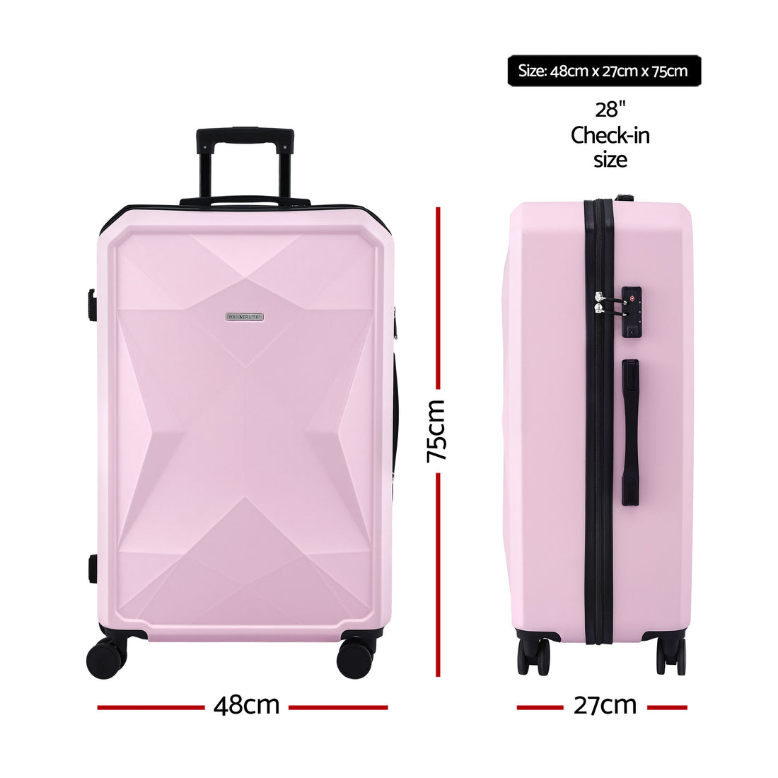 Wanderlite Hardshell Suitcase 28 inch Pink TSA Approved Travel Luggage